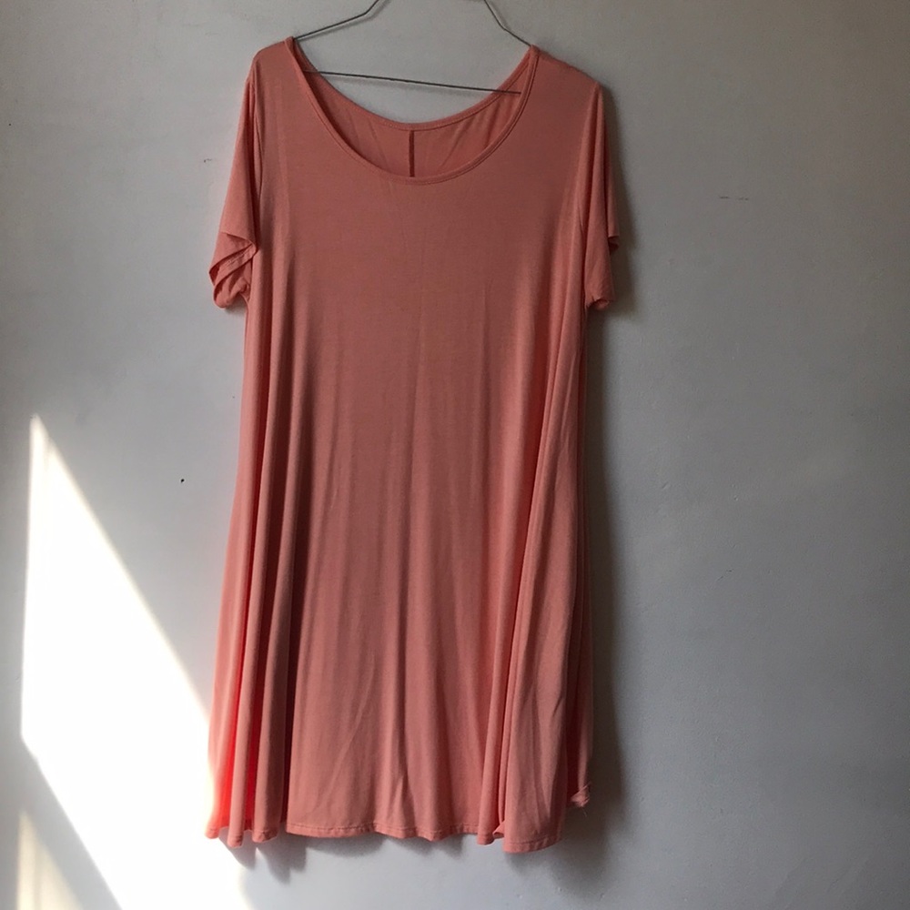 Blush pink swing t shirt dress (size L)